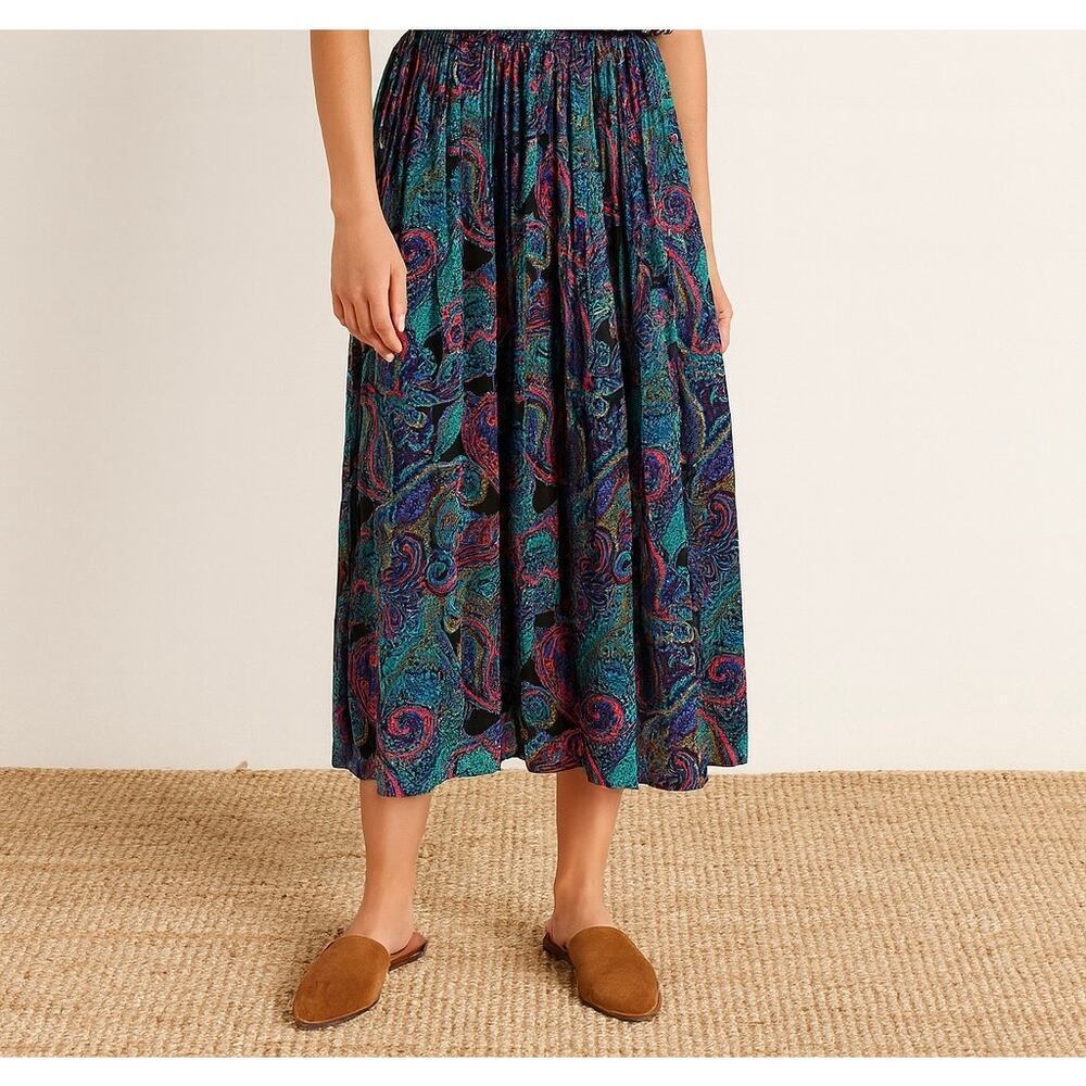 Vintage Maren Paisley Maxi Skirt Size Large Made in USA Boho 80s 90s